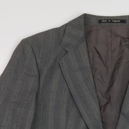 Eric Spencer Mens Grey Striped Wool Jacket Suit Jacket Size 44 Regular