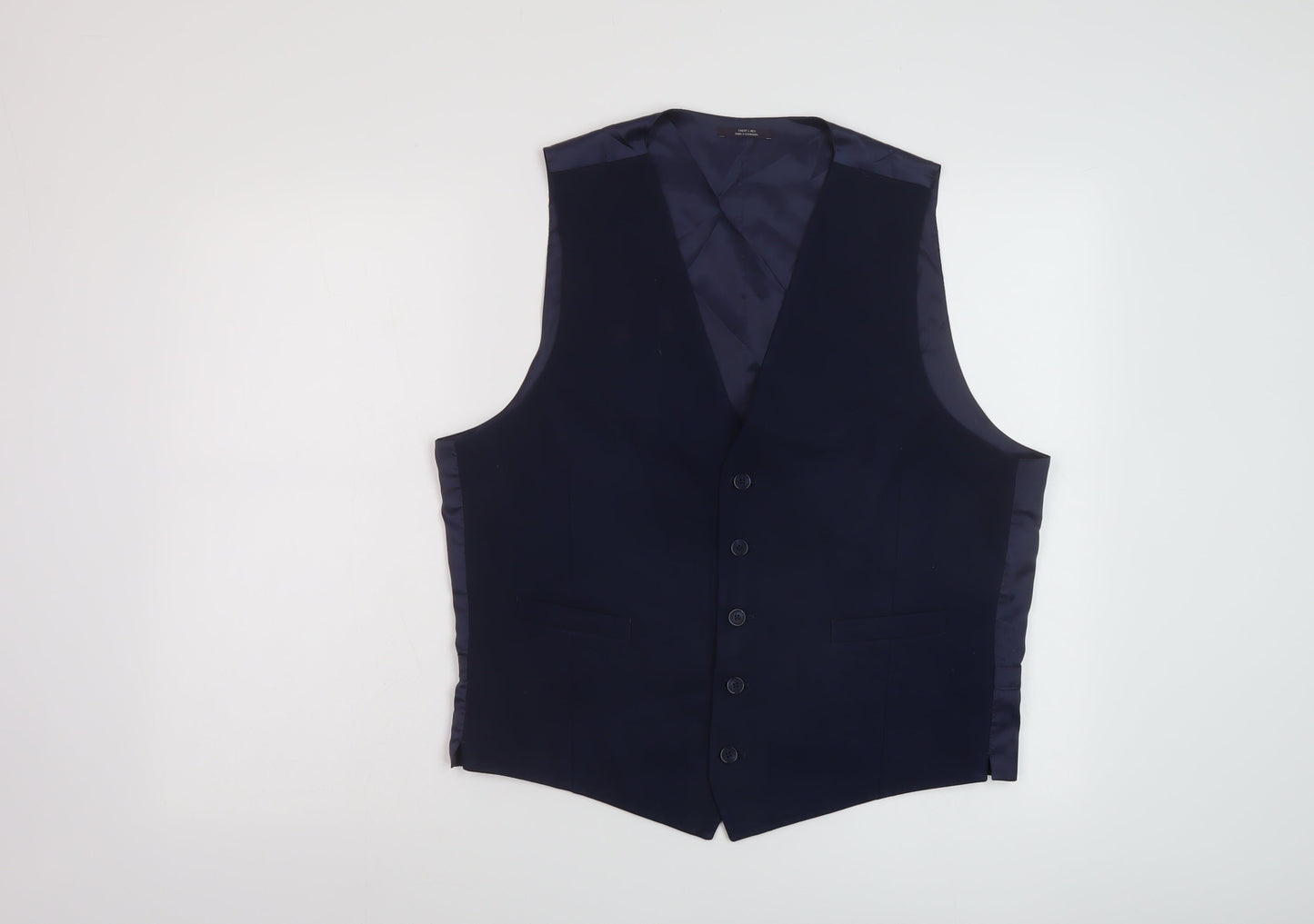 Marks and Spencer Mens Blue Wool Jacket Suit Waistcoat Size L Regular