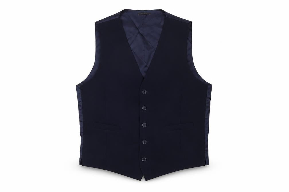 Marks & Spencer Mens Blue Wool Jacket Suit Waistcoat Size L Regular