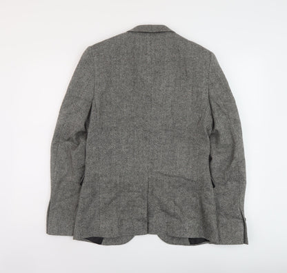 Back view of French Connection men’s grey wool jacket suit jacket, size 36, regular