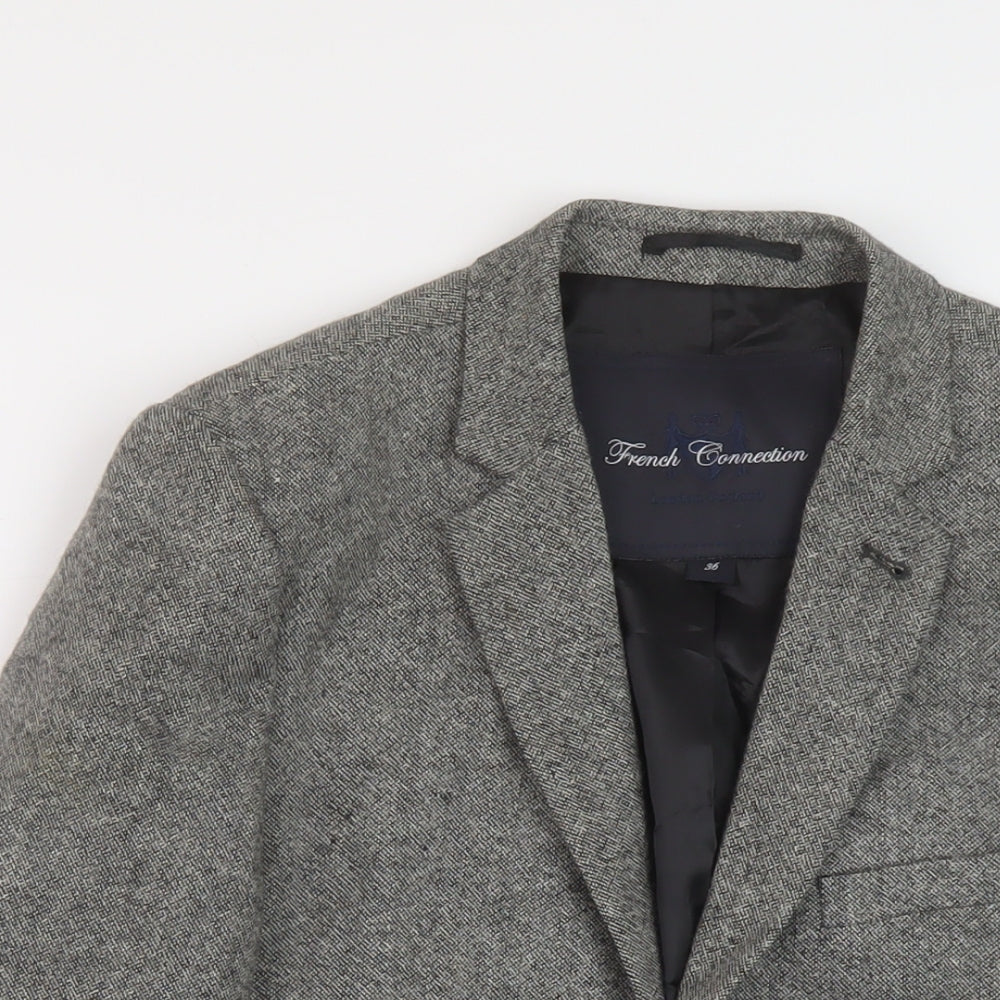 French Connection Mens Grey Wool Jacket Suit Jacket Size 36 Regular