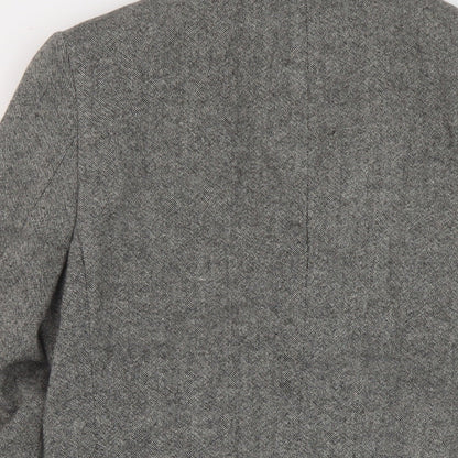Brand and care label for French Connection men’s grey wool jacket suit jacket, size 36, regular