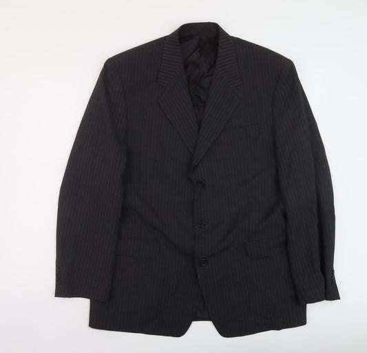 Carveste Mens Grey Striped Polyester Jacket Suit Jacket Size 42 Regular