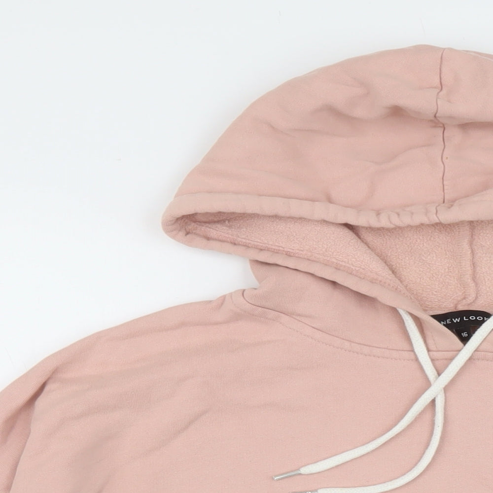 New Look Womens Pink Cotton Pullover Hoodie Size 16 Pullover