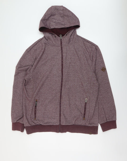 PARK Mens Red Polyester Full Zip Hoodie Size XL