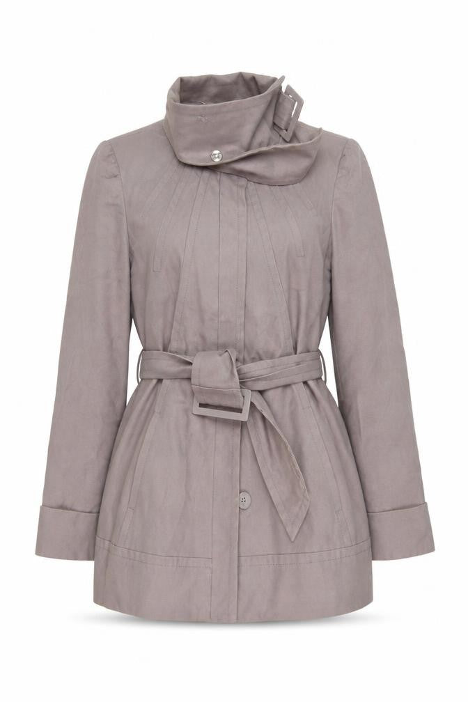 Warehouse Womens Grey Pea Coat Coat Size 12 Button
