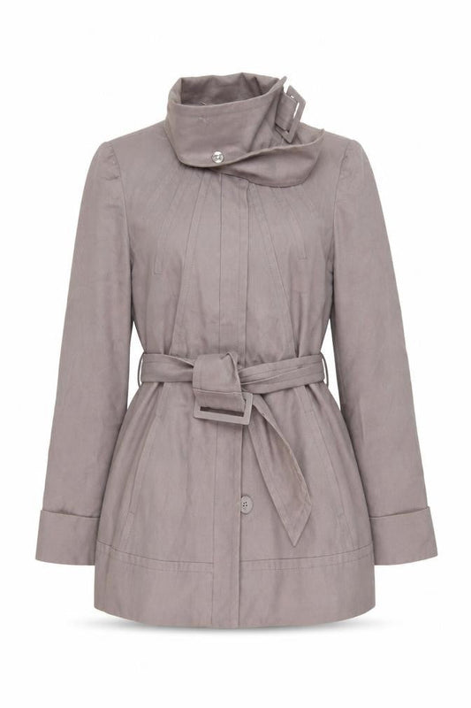 Warehouse Womens Grey Pea Coat Coat Size 12 Button