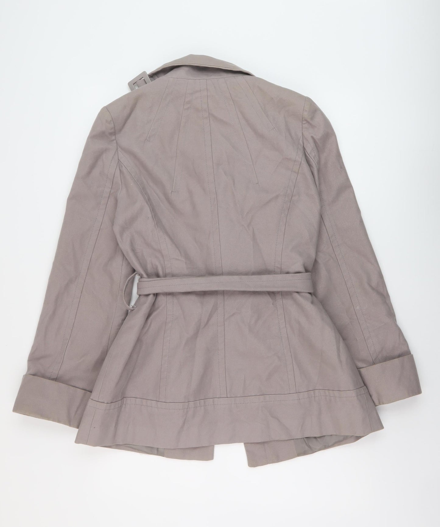 Warehouse Womens Grey Pea Coat Coat Size 12 Button