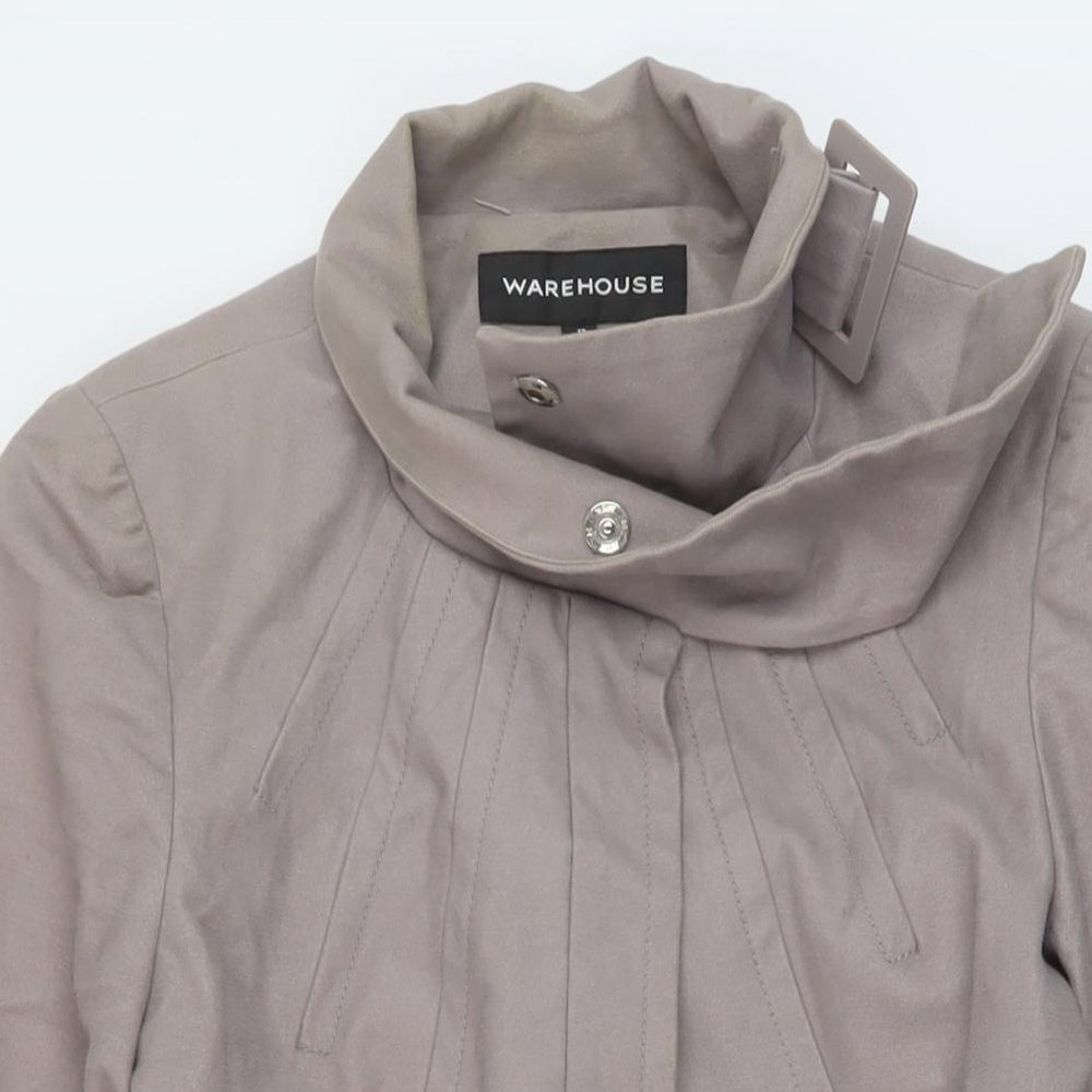 Warehouse Womens Grey Pea Coat Coat Size 12 Button