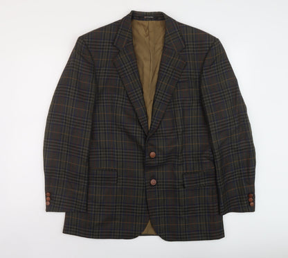 Osbourne Mens Green Plaid Wool Jacket Suit Jacket Size 42 Regular