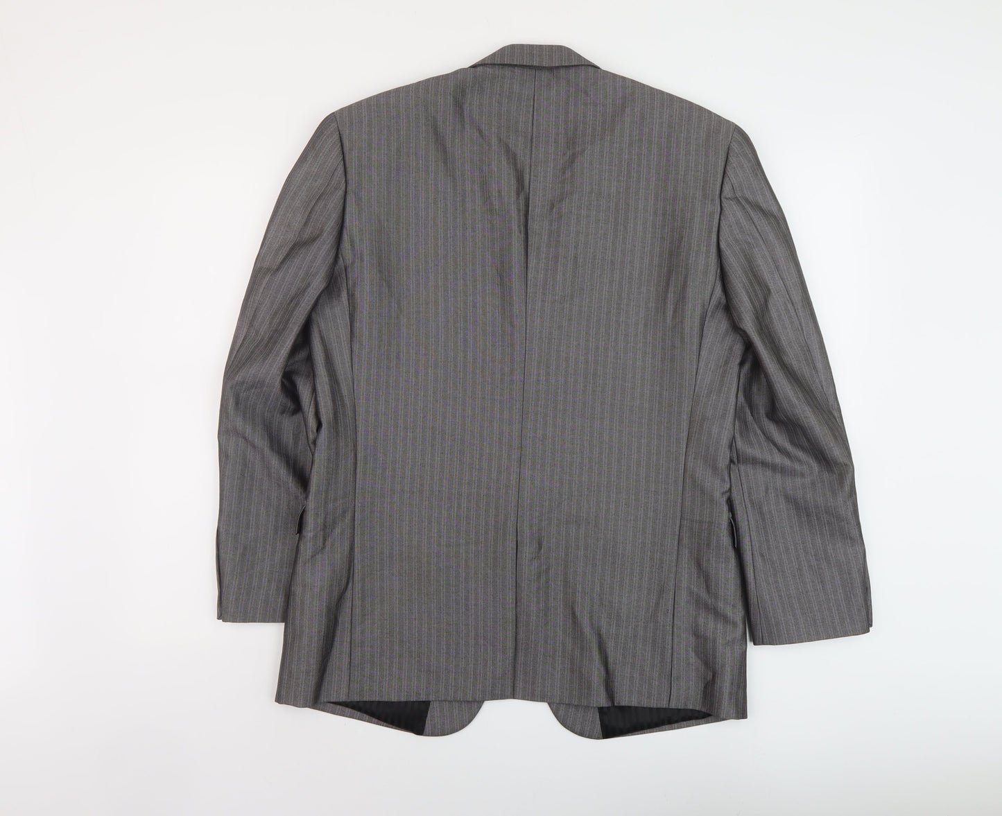 Skoples Mens Grey Striped Polyester Jacket Suit Jacket Size 38 Regular