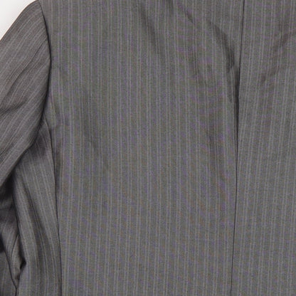 Skoples Mens Grey Striped Polyester Jacket Suit Jacket Size 38 Regular