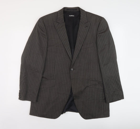 Strellson Mens Grey Striped Wool Jacket Suit Jacket Size 42 Regular