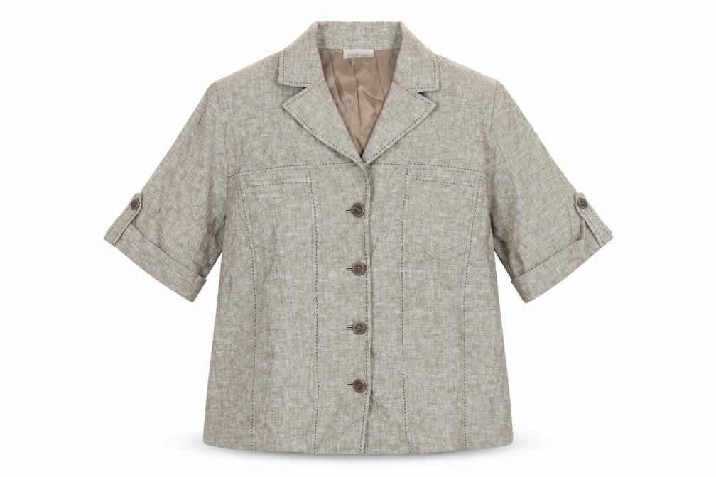 FRANK WALDER Womens Beige Jacket Size 18 Button - Stitch Detail
