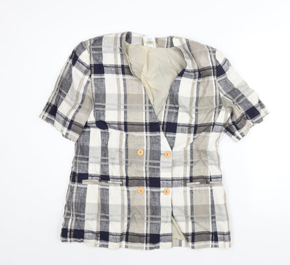 Additional front view of Fashion Extra women’s beige check jacket, size UK 16, button - double breasted
