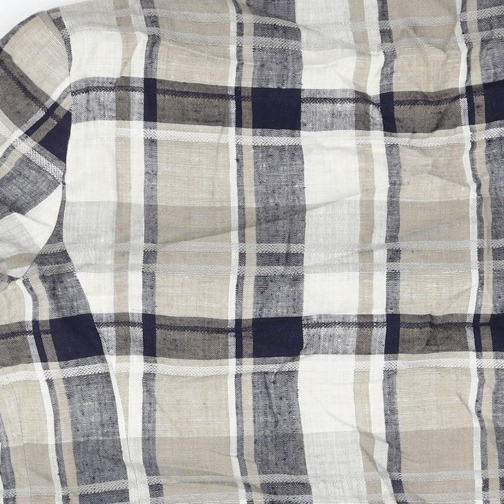 Brand and care label for Fashion Extra women’s beige check jacket, size UK 16, button - double breasted
