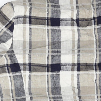 Brand and care label for Fashion Extra women’s beige check jacket, size UK 16, button - double breasted