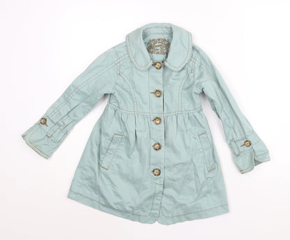 Additional front view of Next girls’ blue jacket, size 5-6, years button