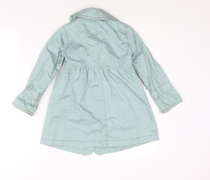 Back view of Next girls’ blue jacket, size 5-6, years button