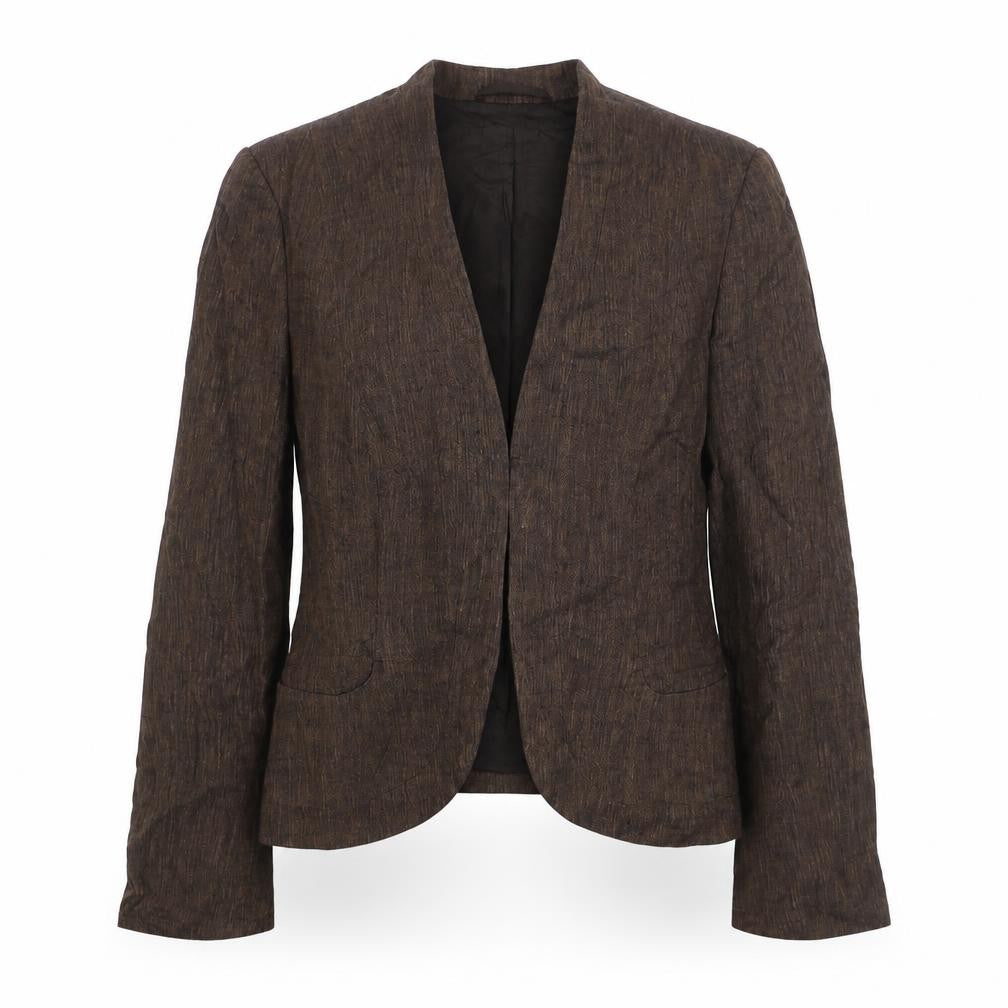 Claudia Strater Womens Brown Jacket Blazer Size 12 Hook & Eye