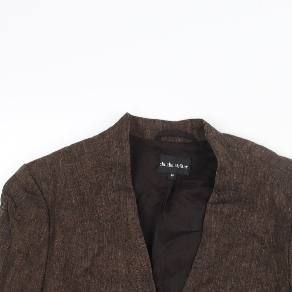 Claudia Strater Womens Brown Jacket Blazer Size 12 Hook & Eye