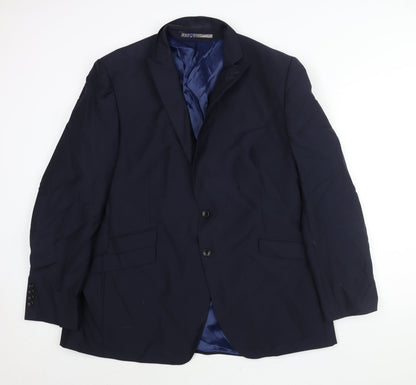 Additional front view of Autograph men’s blue wool jacket suit jacket, size 46, regular