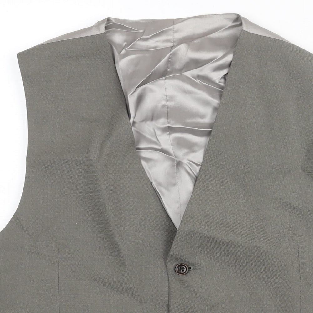 St Michael Mens Grey Wool Jacket Suit Waistcoat Size M Regular