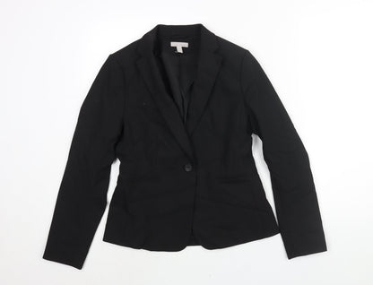 H&M Womens Black Polyester Jacket Suit Jacket Size 10
