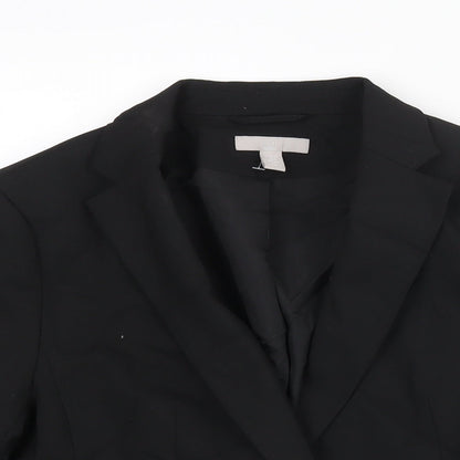H&M Womens Black Polyester Jacket Suit Jacket Size 10