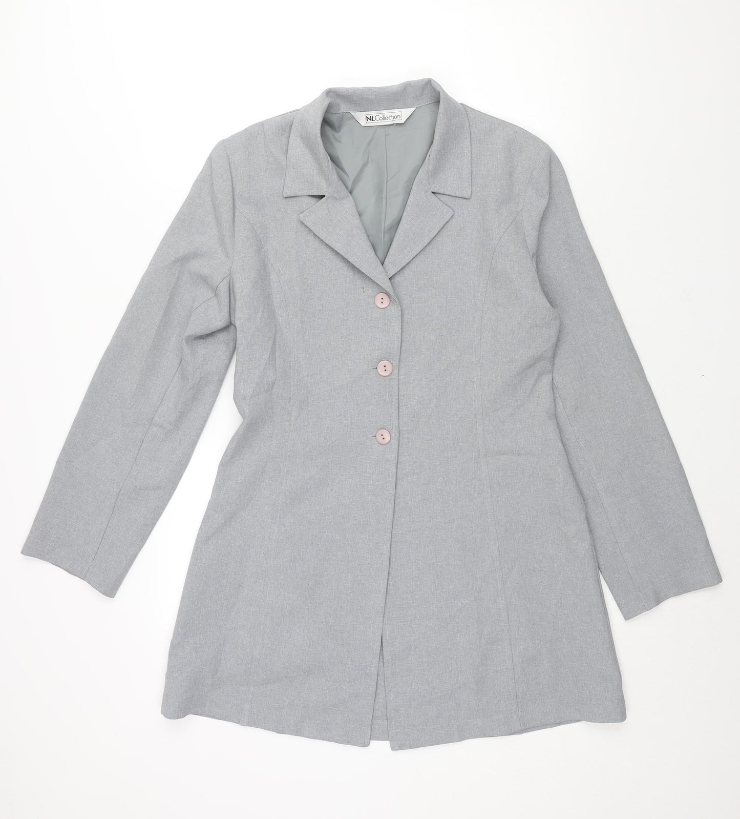 NL Collection Womens Grey Jacket Size 14 Button