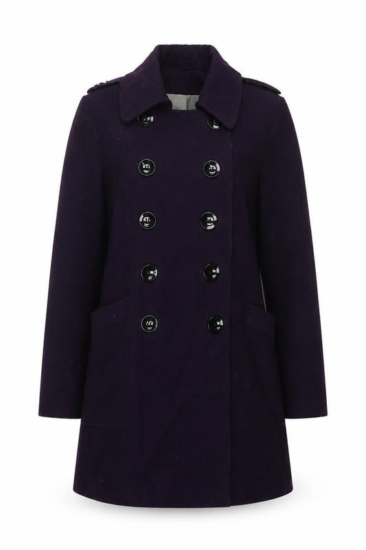Marks & Spencer Womens Purple Pea Coat Coat Size 12 Button - Double Breasted