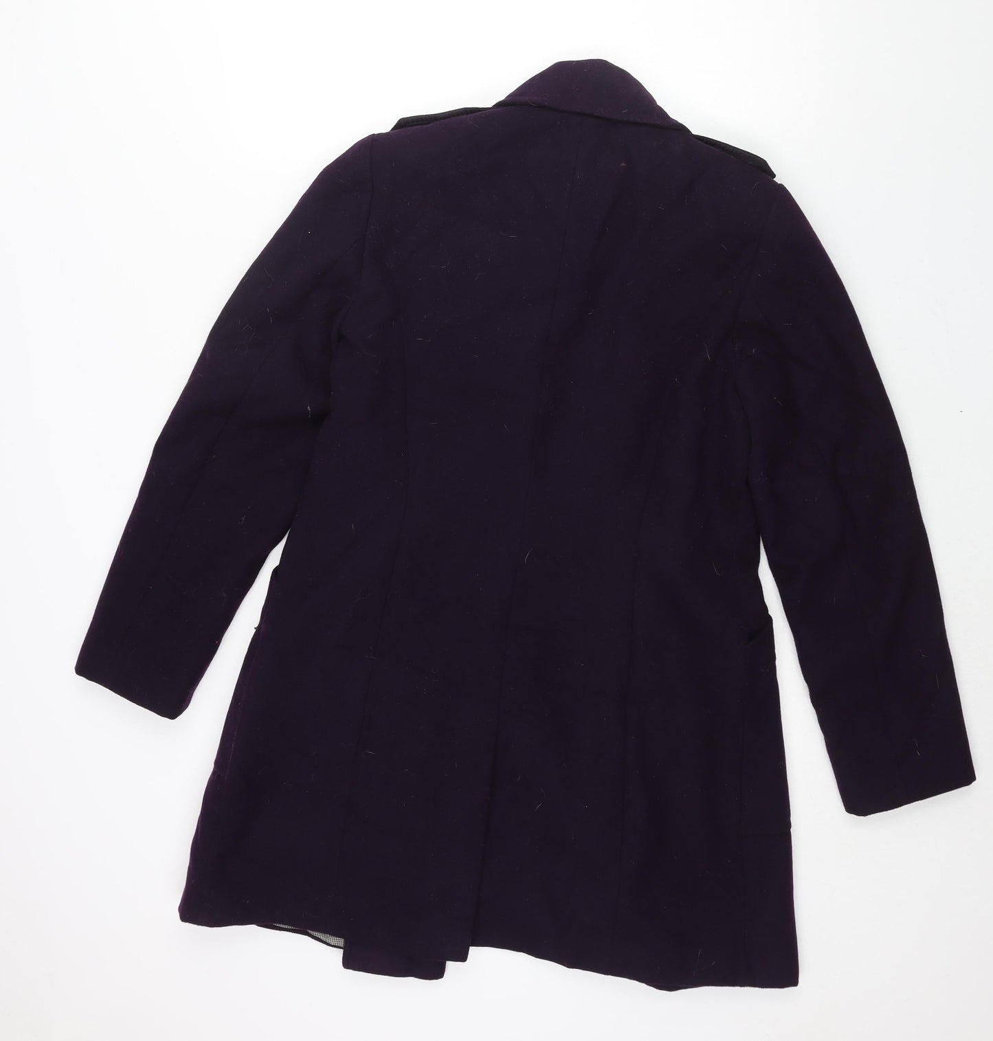 Marks and Spencer Womens Purple Pea Coat Coat Size 12 Button - Double Breasted