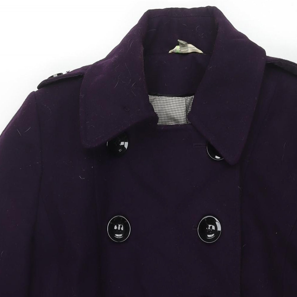 Marks and Spencer Womens Purple Pea Coat Coat Size 12 Button - Double Breasted