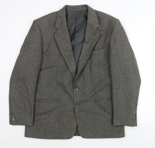Four Seasons Mens Grey Herringbone Wool Jacket Suit Jacket Size 44 Regular