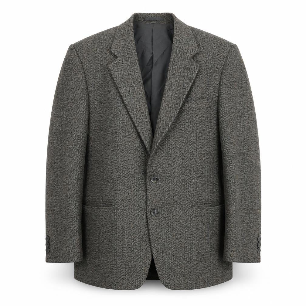 Four Seasons Mens Grey Herringbone Wool Jacket Suit Jacket Size 44 Regular