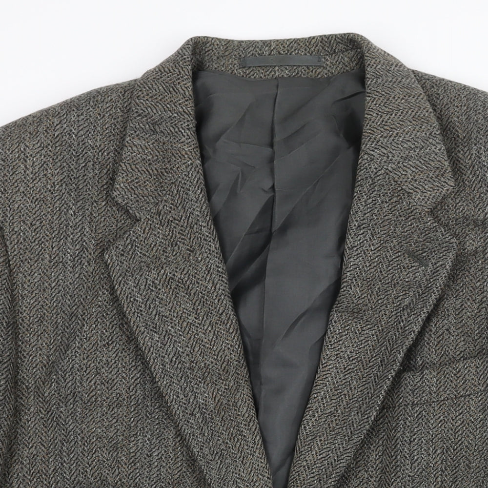 Four Seasons Mens Grey Herringbone Wool Jacket Suit Jacket Size 44 Regular