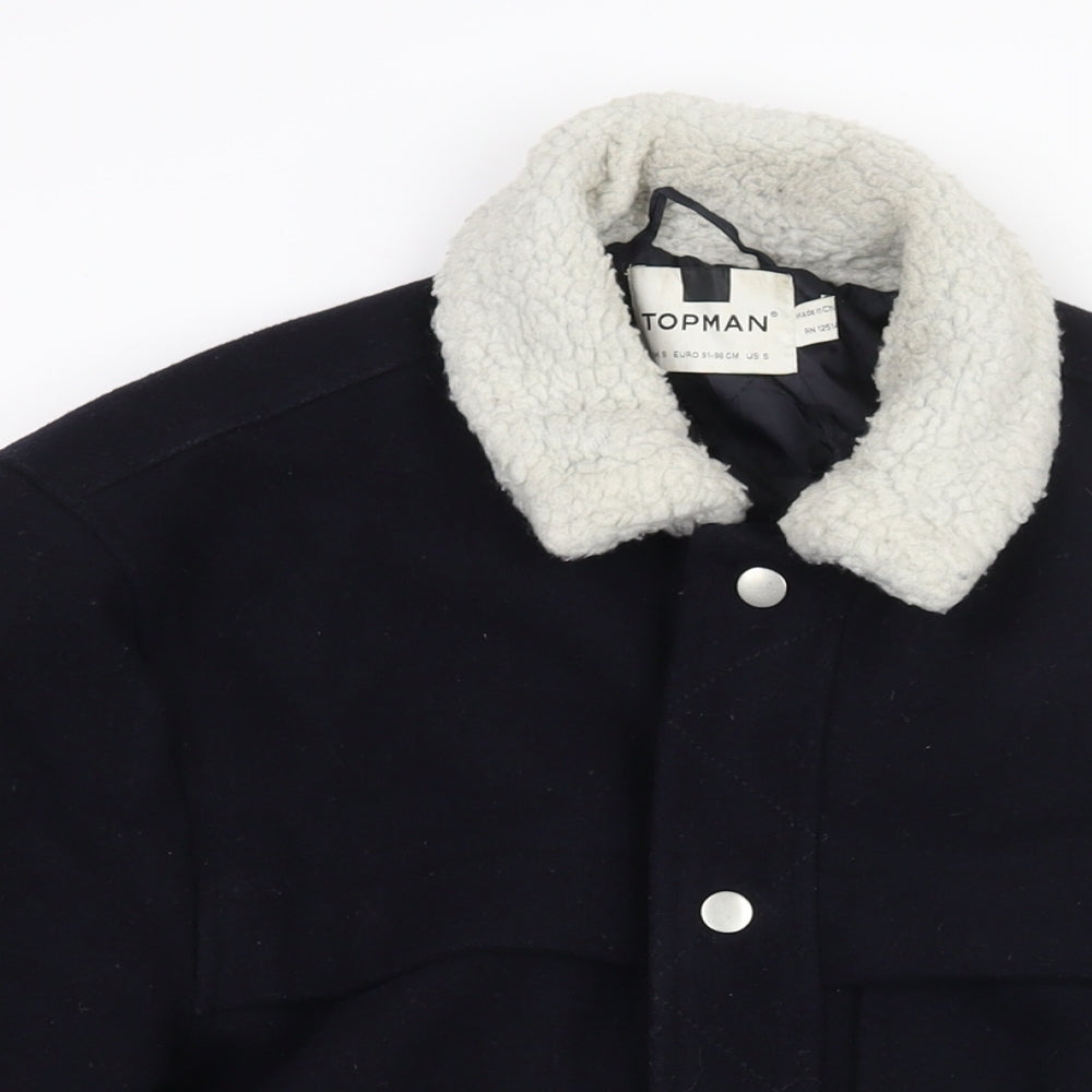 Topman Mens Blue Jacket Size S Snap
