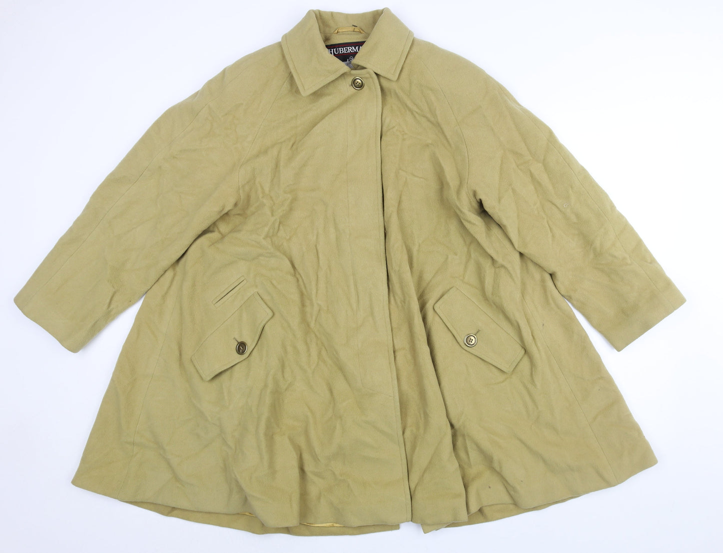 Huberman Womens Yellow Overcoat Coat Size S Button - Flare