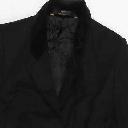 St Michael Womens Black Jacket Blazer Size 8 Button - Velvet Collar