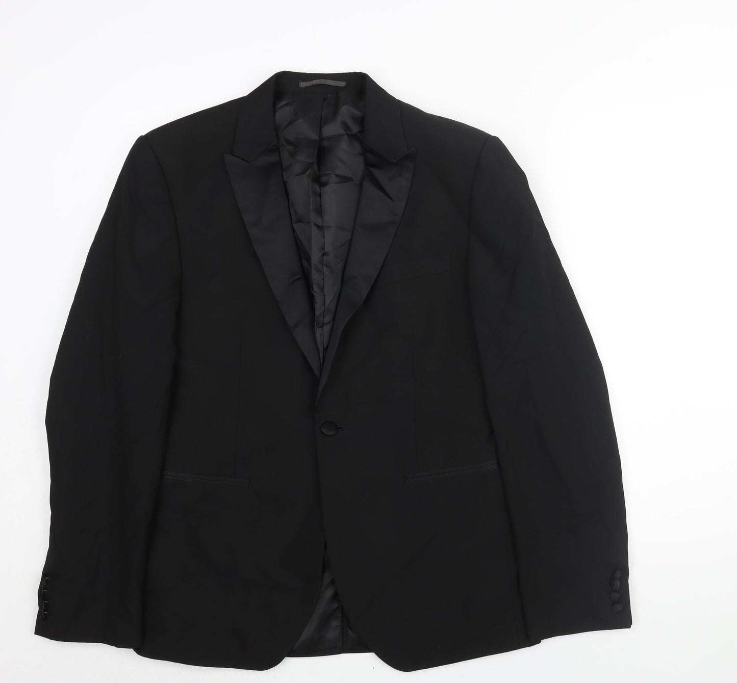 NEXT Mens Black Polyester Tuxedo Suit Jacket Size 42 Regular