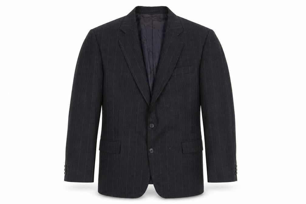 Alpha Plus Mens Grey Striped Wool Jacket Suit Jacket Size 46 Regular