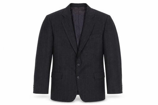 Alpha Plus Mens Grey Striped Wool Jacket Suit Jacket Size 46 Regular