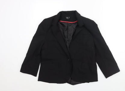 Additional front view of ASOS women’s black polyester jacket suit jacket, size UK 12