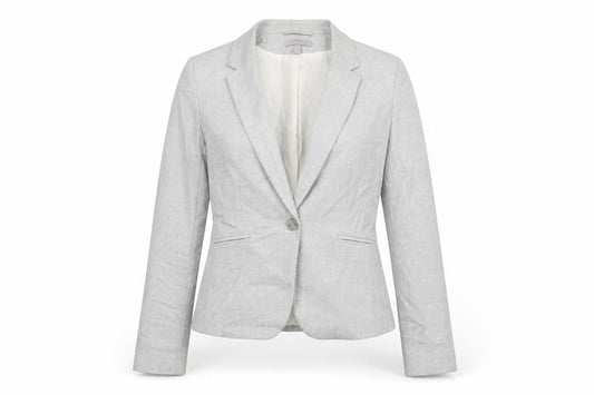 H&M Womens Grey Polyester Jacket Suit Jacket Size 4