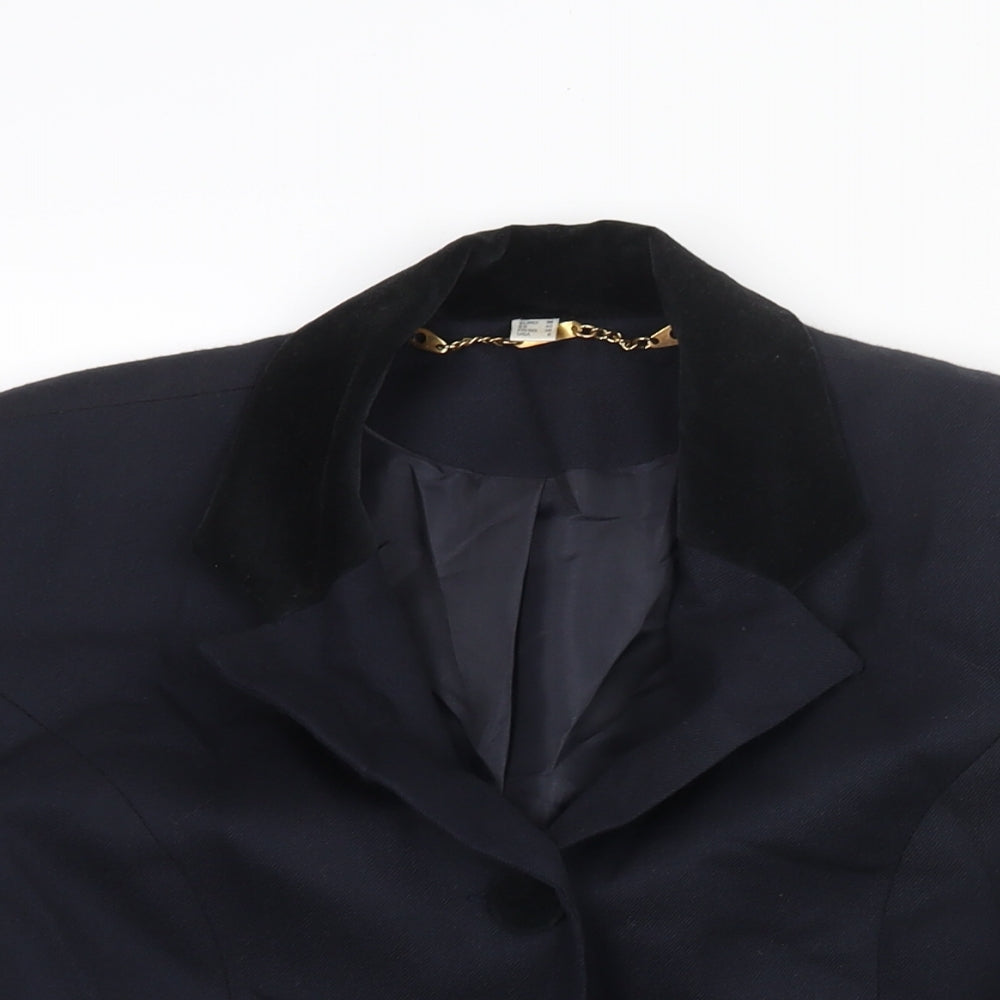 First Avenue Womens Blue Wool Jacket Suit Jacket Size 10 - Velvet Detail