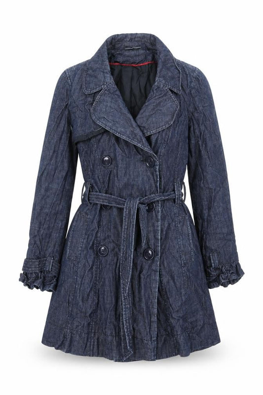 New Look Womens Blue Trench Coat Coat Size 12 Button - Belted