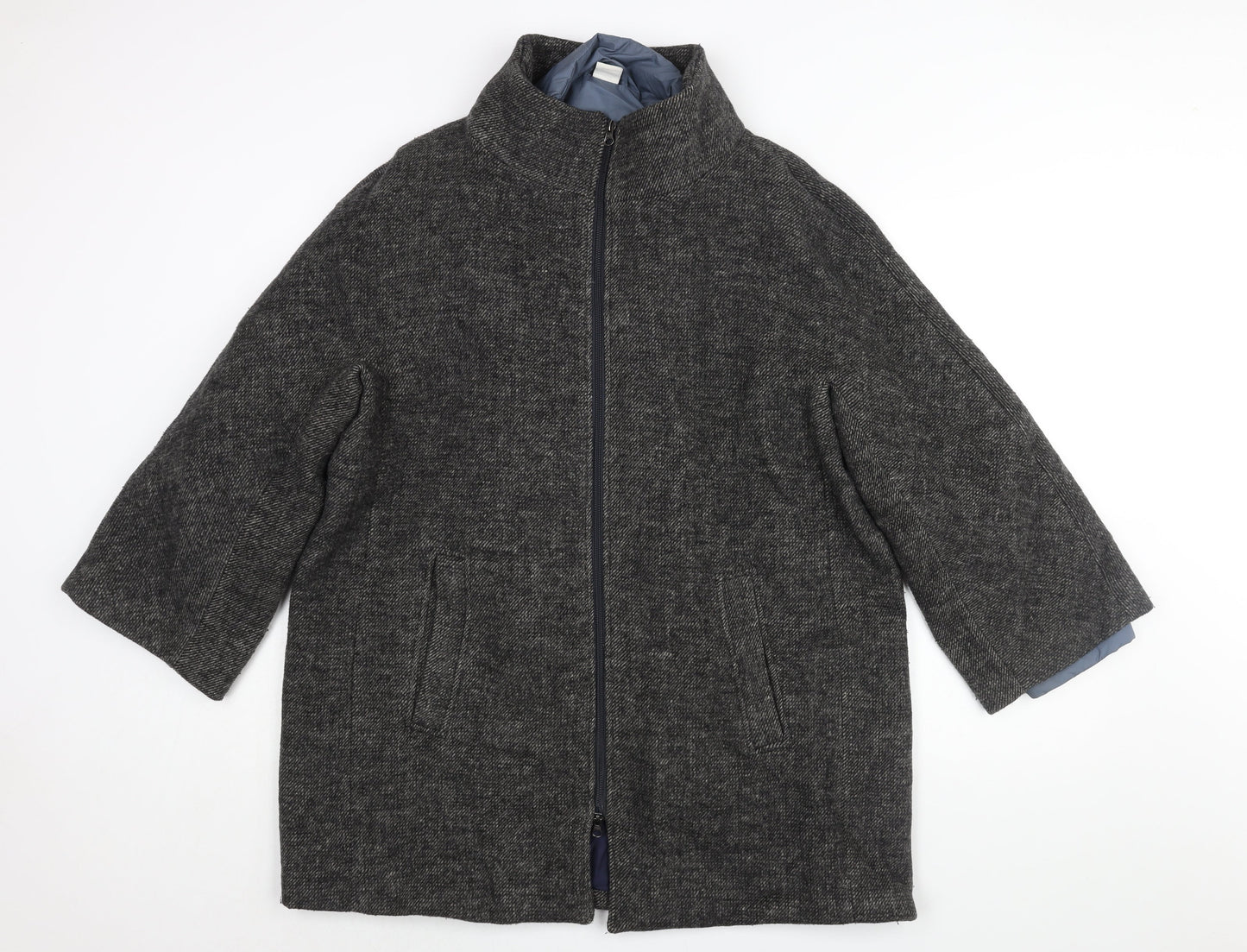 Coton Traders Womens Grey Overcoat Coat Size 16 Zip - Quilted Lining