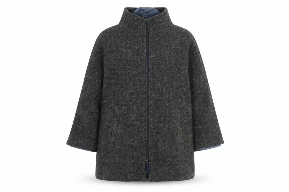 Coton Traders Womens Grey Overcoat Coat Size 16 Zip - Quilted Lining
