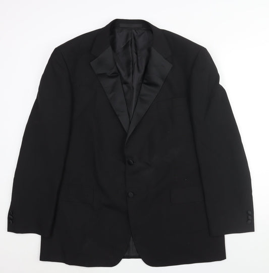 Marks and Spencer Mens Black Polyester Tuxedo Suit Jacket Size 44 Regular - Satin Lapel