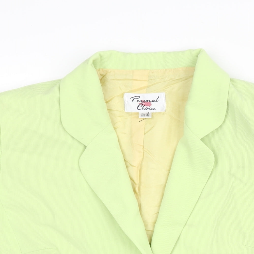 Personal Choice Womens Green Jacket Size 16 Button - Shoulder Pads